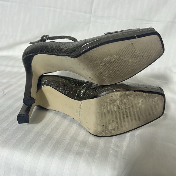 ENZO ANGIOLINI Romantic Silver snakeskin peep toed heels Women's size 7 1/2 - Picture 6 of 6